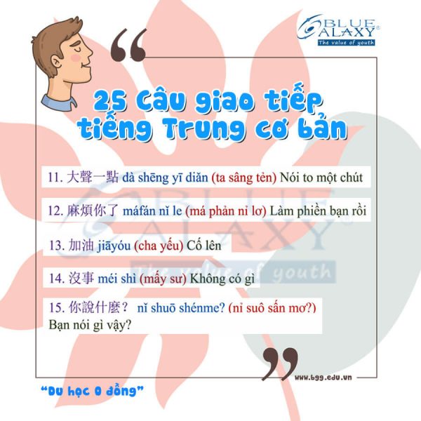 25 mẫu câu giao tiếp bằng tiếng trung