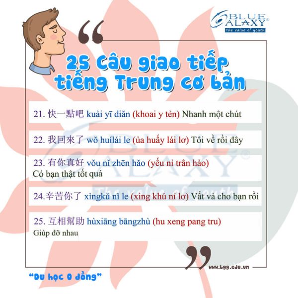 25 mẫu câu giao tiếp bằng tiếng trung