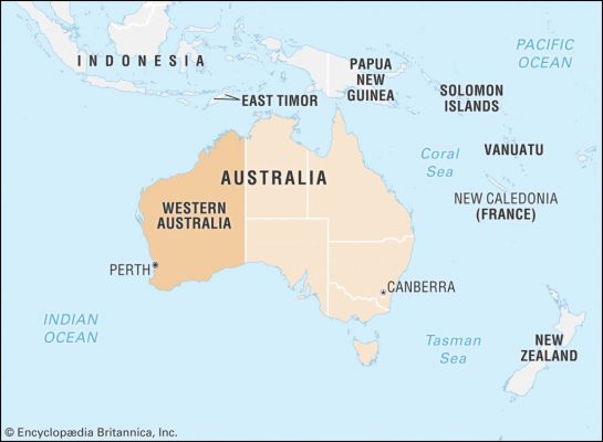 vị trí địa lý của tiểu bang Tây Úc
