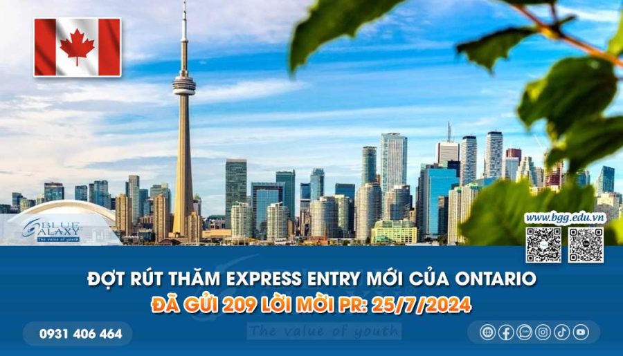 Đợt rút thăm Express Entry mới của Ontario đã gửi 209 lời mời PR: 25/7/2024